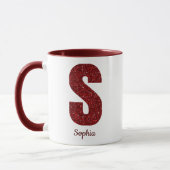 Moderne Glitter Monogram S Mok met Naam (Links)