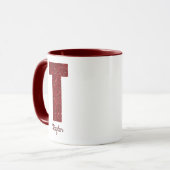 Moderne Glitter Monogram T Mok met Naam (Voorkant links)