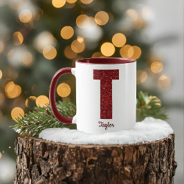 Moderne Glitter Monogram T Mok met Naam