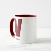 Moderne Glitter Monogram V Mok met Naam (Voorkant links)
