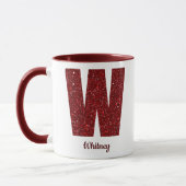 Moderne Glitter Monogram W Mok met Naam (Links)
