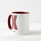 Moderne Glitter Monogram X Mok met Naam (Voorkant links)