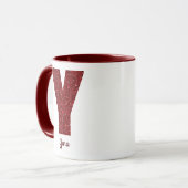 Moderne Glitter Monogram Y Mok met Naam (Voorkant links)