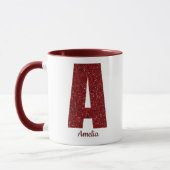 Moderne Glitter Monogramme Mok met Naam (Links)