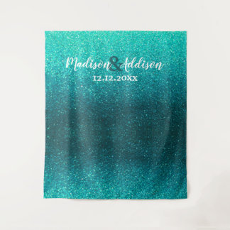 Moderne Glitter Ombre Bruiloften Foto Booth Achter Wandkleed