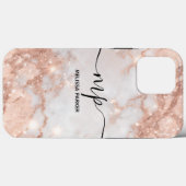 Moderne Glitter Ombre Marble Chic Monogrammed Case-Mate iPhone Case (Achterkant (horizontaal))