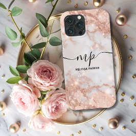 Moderne Glitter Ombre Marble Chic Monogrammed Case-Mate iPhone Case