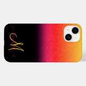 Moderne Glitter Ombre Monogram Zwart Case-Mate iPhone Case (Achterkant (horizontaal))