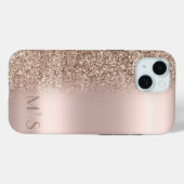 Moderne Glitter Ombre Roze Gouden Monogram Case-Mate iPhone Case (Achterkant (horizontaal))