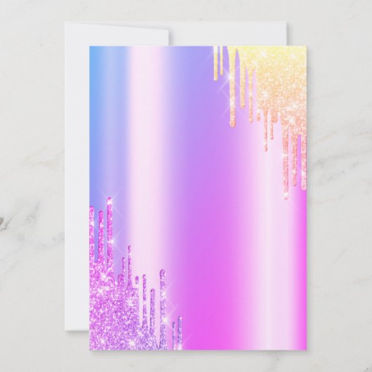 Moderne Glitter Ombre Violet Drips Neon Sweet 16 Kaart (Achterkant)