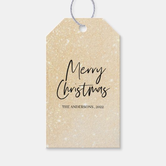 Moderne Glitter Ombre Vrolijk kerstcadeau Labels Cadeaulabel (Voorkant)