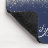 Moderne Glitter Ombre Zilveren Monogram Navy Blauw Muismat (Hoek)