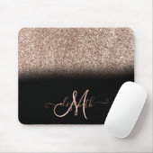 Moderne Glitter Ombre Zwarte Monogram Muismat (Met muis)