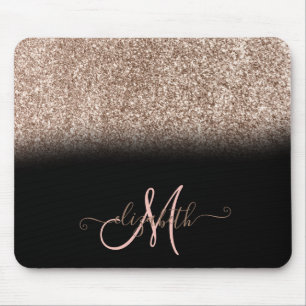 Moderne Glitter Ombre Zwarte Monogram Muismat