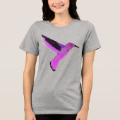 Moderne glitter paarse roze kolibrie Tri-Blend shirt (Voorkant)