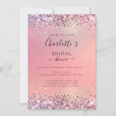 Moderne glitter Paarse-zilveren (imitat) bruids Kaart (Voorkant)