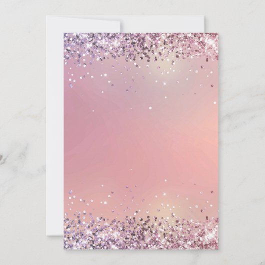 Moderne glitter Paarse-zilveren (imitat) bruids Kaart (Achterkant)