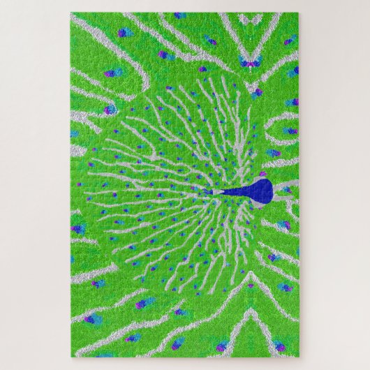 Moderne glitter pauw veer legpuzzel (Verticaal)