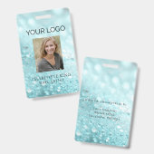 Moderne Glitter Personeelsfoto ID-badge Badge (Voor- en achterkant)