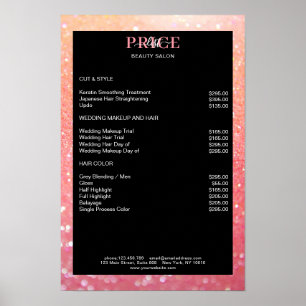 Moderne Glitter Perzik Koraal Prijslijst Poster