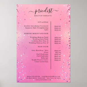Moderne Glitter Price List Poster
