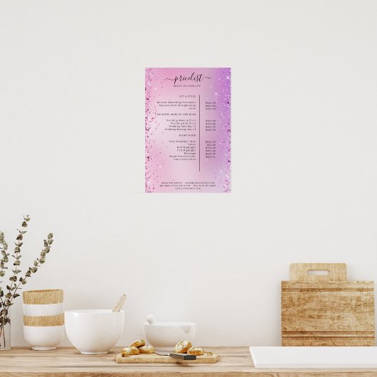 Moderne Glitter Prijslijst Poster (Keuken)