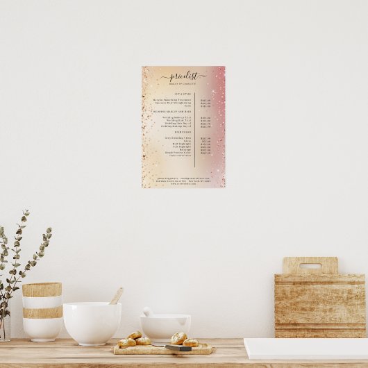 Moderne Glitter Prijslijst Poster (Keuken)