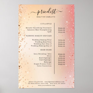 Moderne Glitter Prijslijst Poster