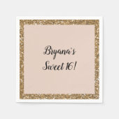 Moderne Glitter Roos Gold Blush Glam Sweet 16 Part Servet (Voorkant)