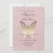 Moderne Glitter Roos Gold Sweet 16 zaterdag Kaart (Voorkant)