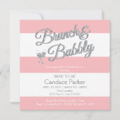 Moderne Glitter, Roze Bruids Douche Uitnodigingen (Voorkant)