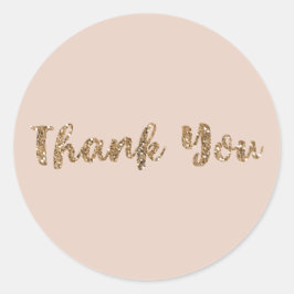 Moderne Glitter Roze Goud Blush Glam Dank Je Ronde Sticker