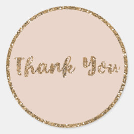 Moderne Glitter Roze Goud Blush Glam Dank Je Ronde Sticker