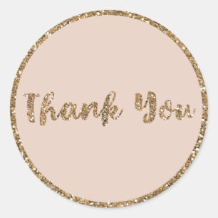 Moderne Glitter Roze Goud Blush Glam Dank Je Ronde Sticker