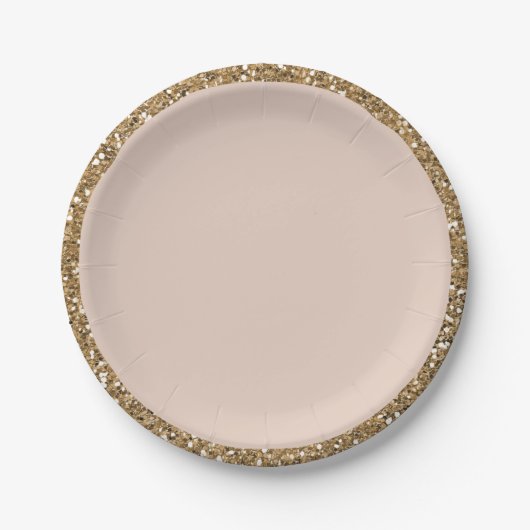 Moderne Glitter Roze Goud Blush Glam Zoete 16 Fees Papieren Bordje (Voorkant)