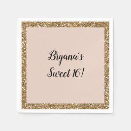 Moderne Glitter Roze Goud Blush Glam Zoete 16 Fees Servet