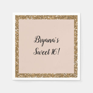 Moderne Glitter Roze Goud Blush Glam Zoete 16 Fees Servet