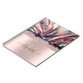 Moderne Glitter Roze Gouden Monogram Abstracte Notitieboek (Linkerzijde)