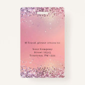 Moderne Glitter Roze Werknemer Foto ID Badge (Achterkant)