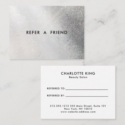 Moderne Glitter Salon Discount Card Kortingskaartje (Voorkant / Achterkant)