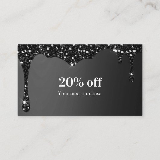 Moderne Glitter Salon Discount Card Visitekaartje (Voorkant)