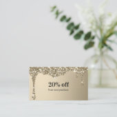 Moderne Glitter Salon Discount Card Visitekaartje (Staand voorkant)