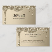 Moderne Glitter Salon Discount Card Visitekaartje (Voorkant / Achterkant)