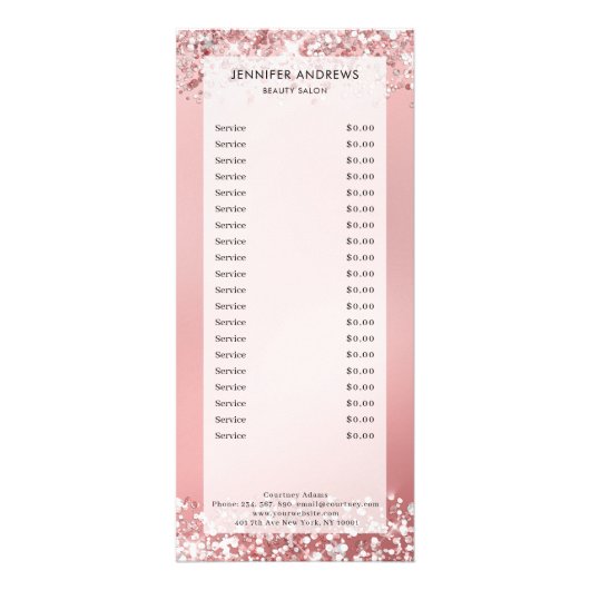 Moderne, glitter, salon, een dure rackkaart reclamekaart (Voorkant)