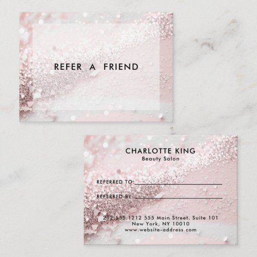 Moderne Glitter Salon Kortingskaartje (Voorkant / Achterkant)