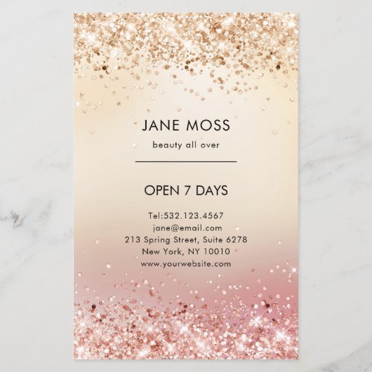 Moderne Glitter Salon Prijslijst Flyer (Achterkant)