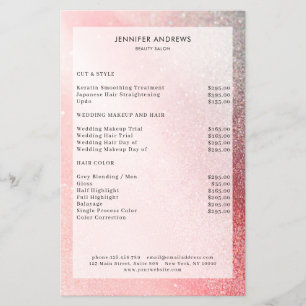 Moderne Glitter Salon Prijslijst Flyer