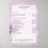 Moderne Glitter Salon-prijslijst Poster (Voorkant)