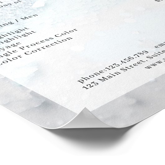 Moderne Glitter Salon-prijslijst Poster (Hoek)