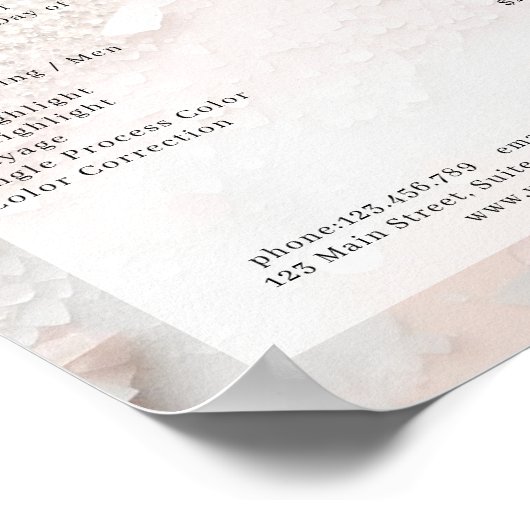 Moderne Glitter Salon-prijslijst Poster (Hoek)